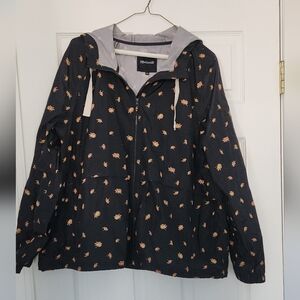 Madewell Black Floral Raincoat